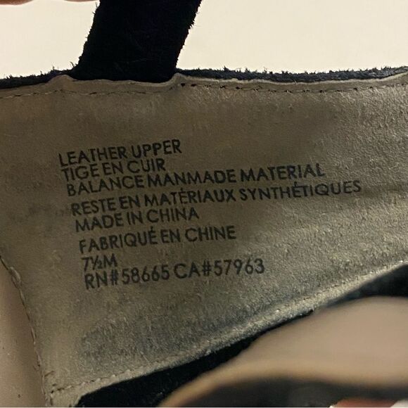 Hinge Cora Block Heel Sandal black leather SUEDE open toe strappy zip up 7.5 - Picture 8 of 10